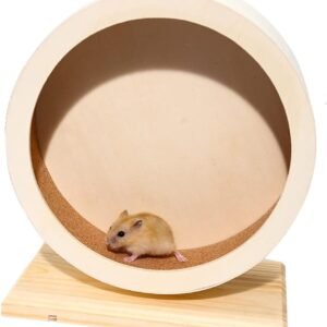 Hamster Wooden Silent Wheel, Small Animal Exercise Wheel Accessories, Quiet Spinner Hamster Running Wheels Prevent Depression Toys for Hamsters, Gerbils, Mice and Other Small Pets (S)