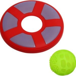 2PCS, Glow in The Dark Toys,Dog Flying Disc, DogBall,Interactive Dog Toys,Indestructible Dogs Toy,Glow in The Dark Chuck it Ball (Red 2PCS)
