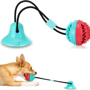 Interactive Dog Toys Tug of War, Mentally Stimulating Toys for Dog, Puppy Teething Toys for Boredom to Keep Them Busy, Dog Puzzle Treat Food Dispensing Ball Toy for Small Medium Dogs on Smooth Floor