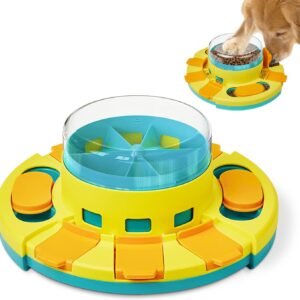Dog Puzzle Toy 2 Levels, Slow Feeder, Pup Food Treat Feeding Dispenser for IQ Training and Entertainment for All Breeds 4.2 Inch Height
