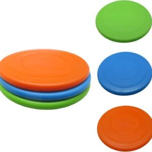Dog Flying Disc - Pack of 3 Pet Frisbees + Durable Outdoor Dog Toys for Training and Exercise - Interactive Fetch Discs - Blue, Green, and Orange Colors