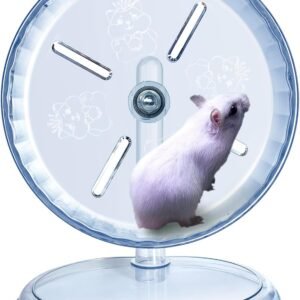 Silent Hamster Wheel, Super-Silent Hamster Exercise Wheels Accessories, Quiet Running Wheels, Adjustable Stand for Hamsters Mice Or Other Small Animals (White, Ф 7 inch)