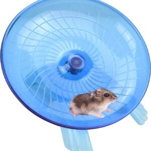 Hamster Wheel Silent Saucer Spinner/Quiet Exercise Flying Runner for Dwarf Hamster/Gerbil Rat/Hermit Crab Small Cage(Blue)