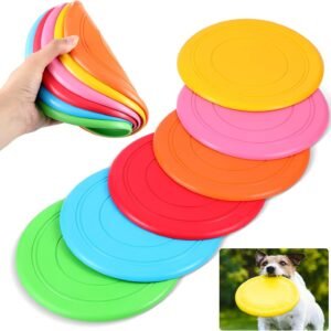 6 Pieces Flying Discs for Dog Soft Rubber Dog Training Flying Discs Outdoor Playing Disk Flyer for Kindergarten Teaching Pets Backyard Lawn Games Birthday Sports Themed Party, 6 Color