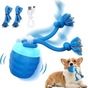 Interactive Dog Toys, [ Newly Upgraded] Interactive Dog Ball for Medium/Large Dogs, Automatic Moving Dogs Toy Wicked Ball for Boredom & Training, Play Music, USB Rechargeable(Blue)
