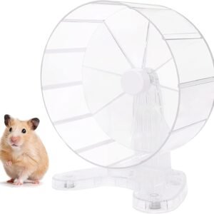 8.7" Super Silent Hamster Wheel for Hamster Exercise Wheel for Gerbil, Syrian & Dwarf, Chinchilla and More Small Anima Running Wheels with Stable Stand, Clear