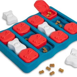 Dog Brick Treat Puzzle Enrichment Toy, Level 2 Intermediate Game, Blue